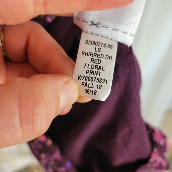 Gap Maternity Floral Soft Stretch Jersey Knit Dress Size Extra Small Maroon Pink - Picture 8 of 9